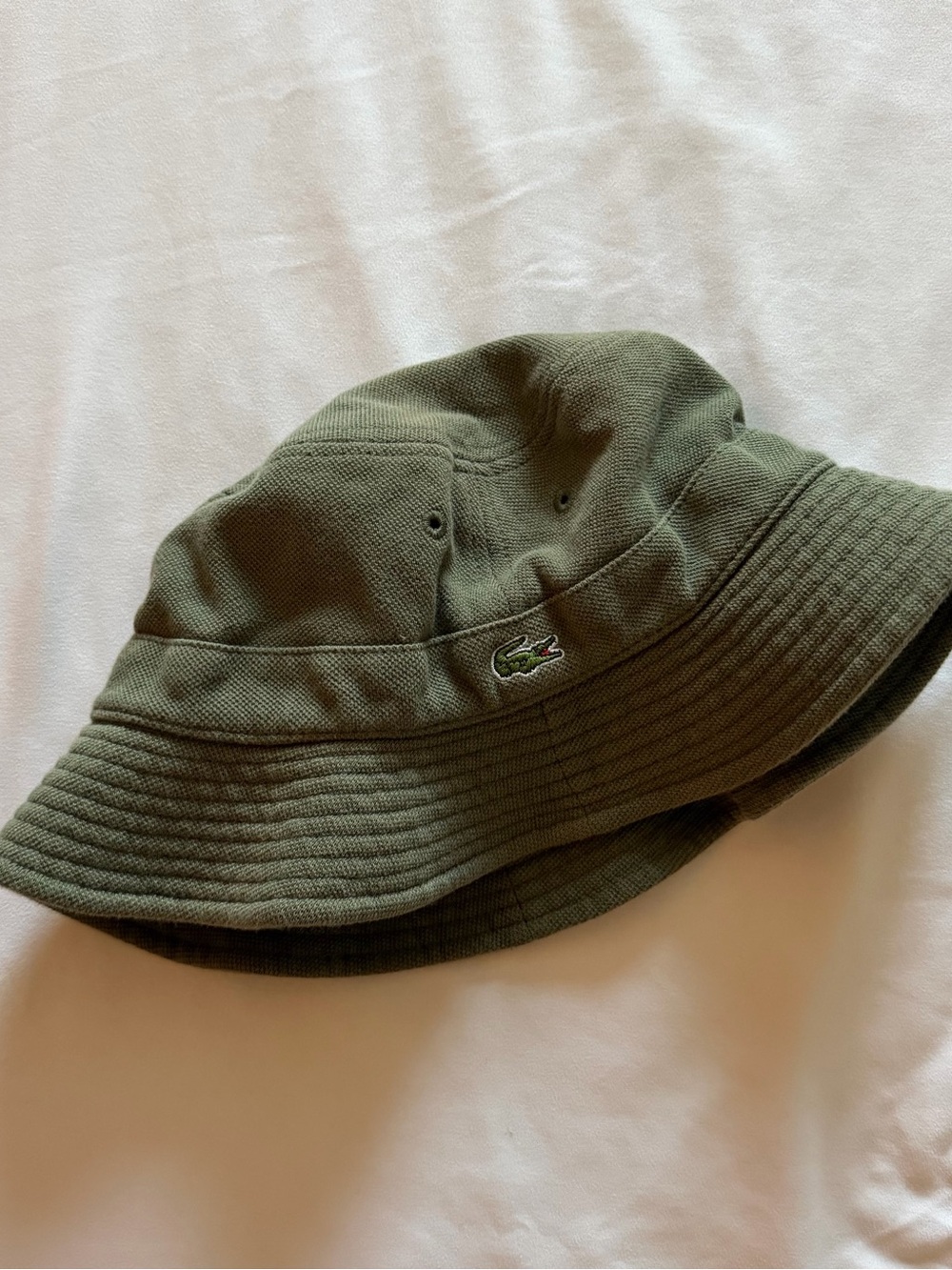 Lacoste Olive Green Bucket Hat with Crocodile Logo